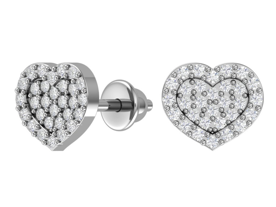 Серьги гвоздики сердечки из серебра 925 | 6001206-00775