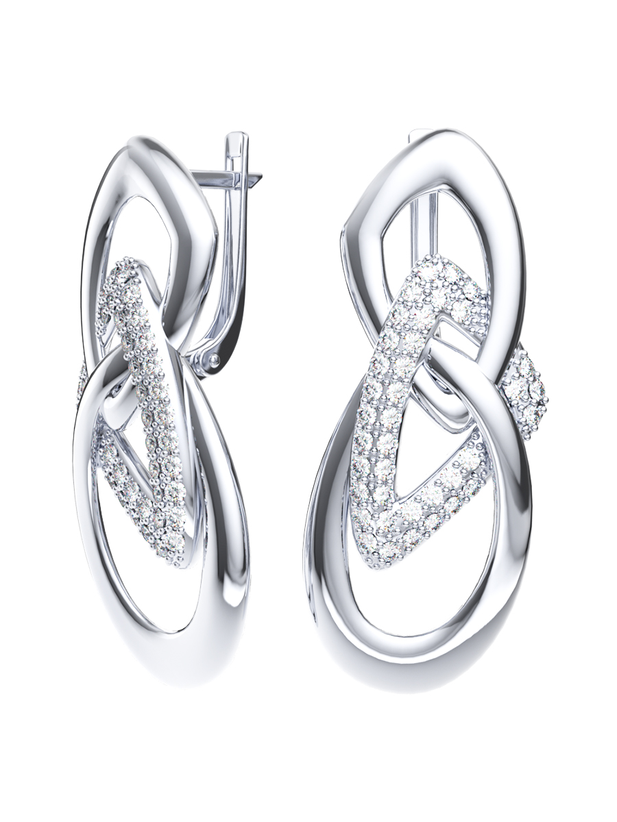 Серьги крупные из серебра 925 с камнями фианитами | 2101774-00775