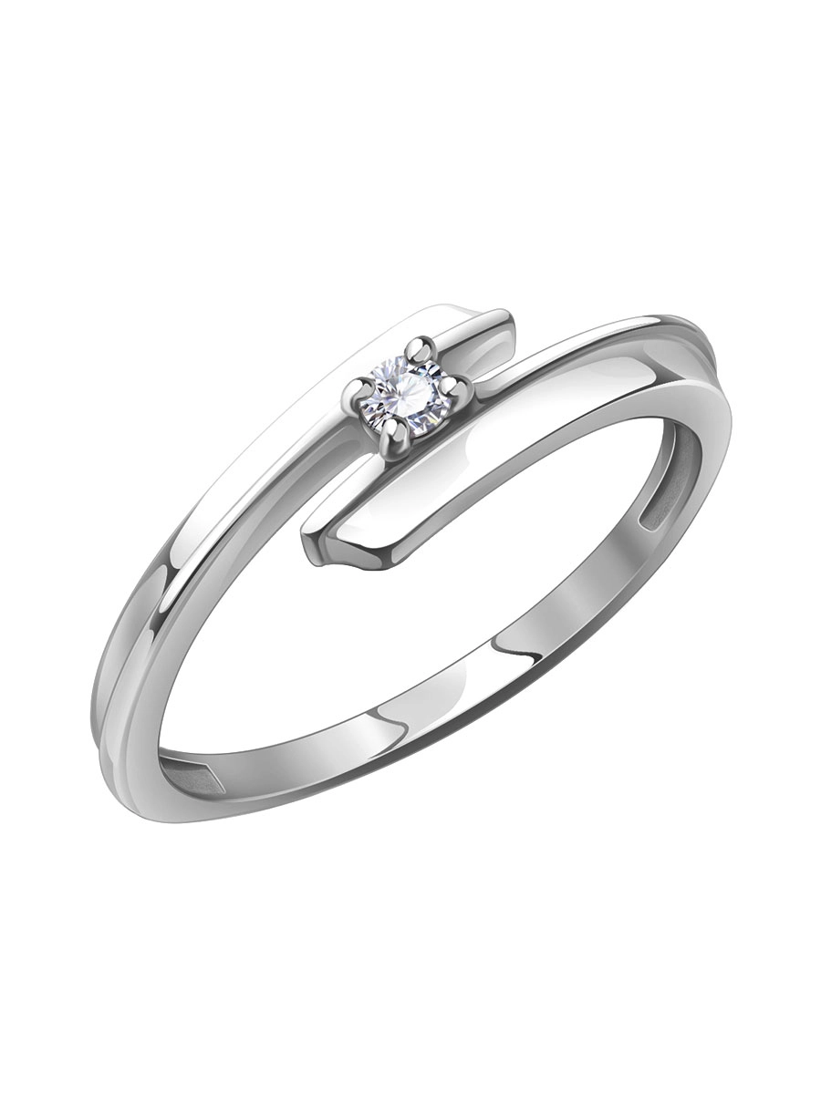 Кольцо помолвочное из белого золота 585 с бриллиантом