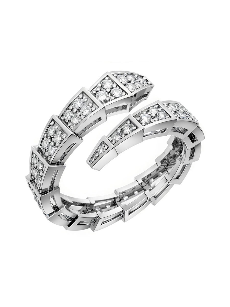 Кольцо змея из серебра 925 с камнями фианитами | 1101538-00775
