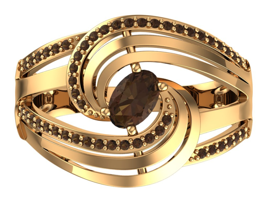 Кольцо золотое 585 с раухтопазами | 1101293-04200