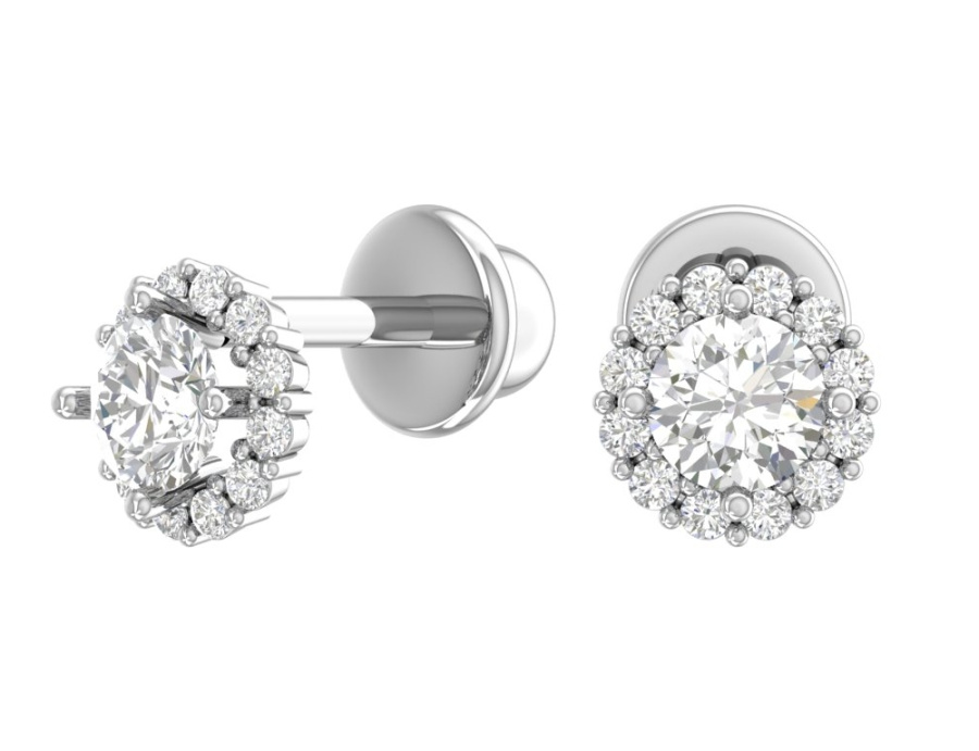 Серьги гвоздики из серебра 925 с фианитами | 6001145-00775