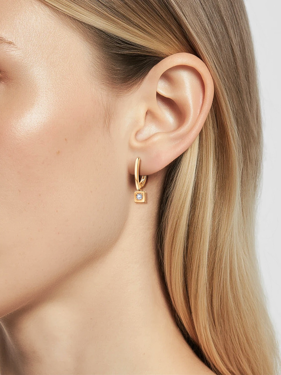 Серьги подвески золотые 585 с бриллиантами | 0201947-00000