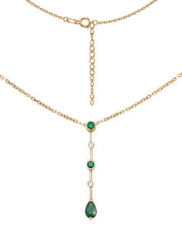 Колье галстук золотое 585 с изумрудами и бриллиантами 