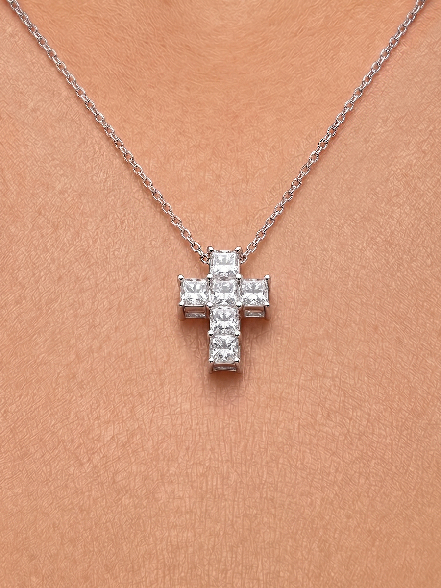 Колье крестик из серебра 925 с фианитами | 0320640-00775