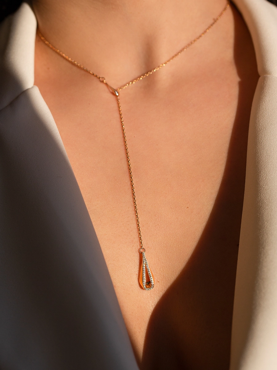 Колье галстук золотое 585 с бриллиантами  | 3121272-02730