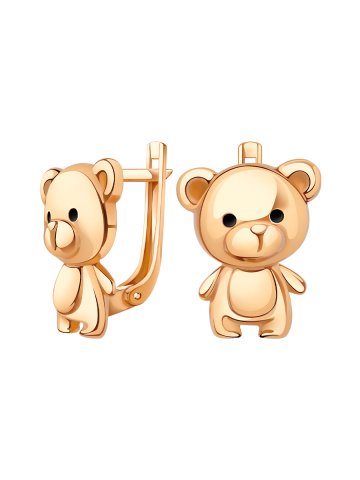 Серьги детские золотые 585 мишки  