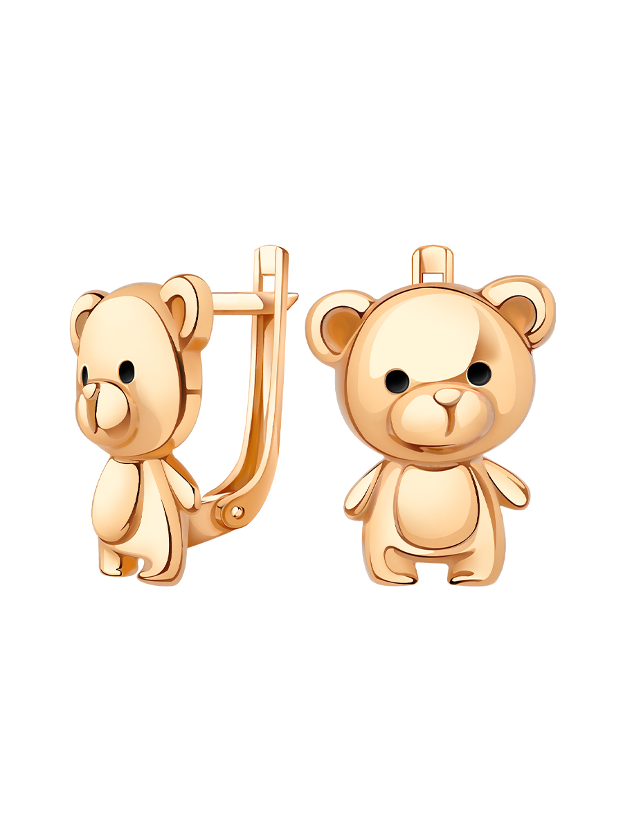 Серьги детские золотые 585 мишки   | 0201672-00870