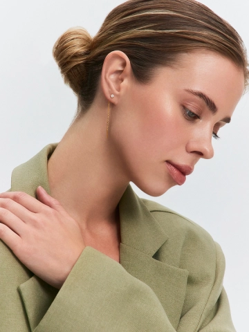 Серьги протяжки из золота 585 с фианитами