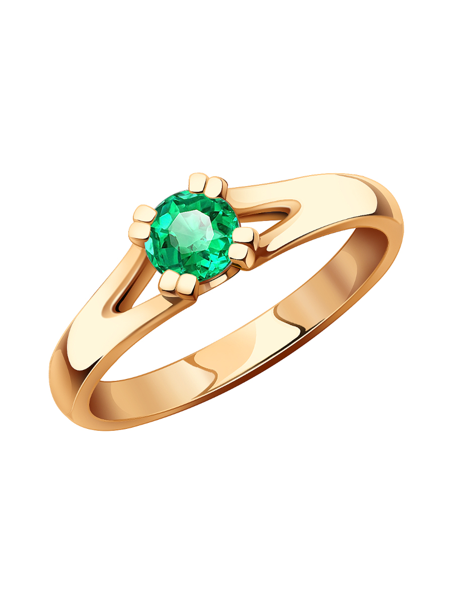 Кольцо золотое 585 с изумрудом | 0101590-00020