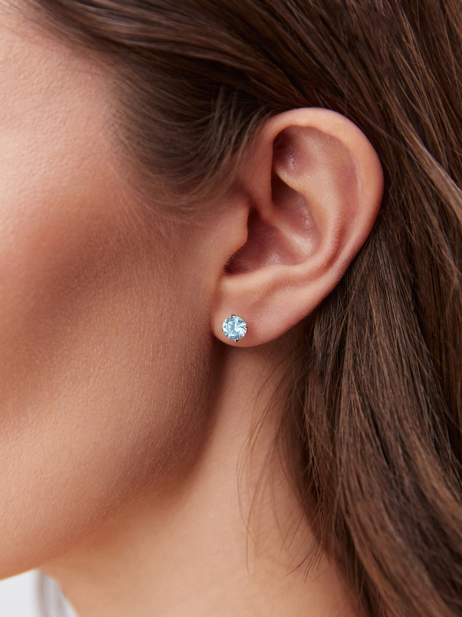 Серьги гвоздики из серебра 925 с топазами | 6001852-00705