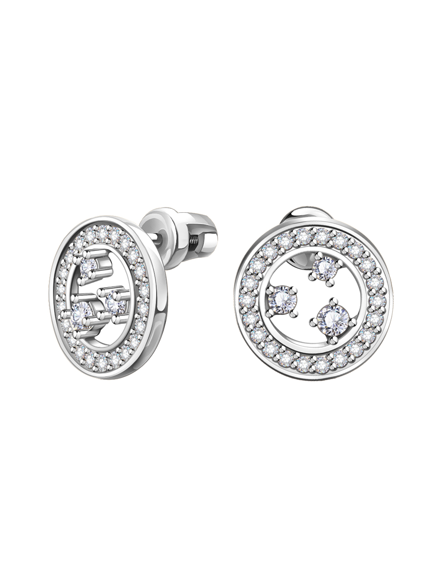 Серьги гвоздики из серебра 925 с камнями фианитами | 6101604-00775