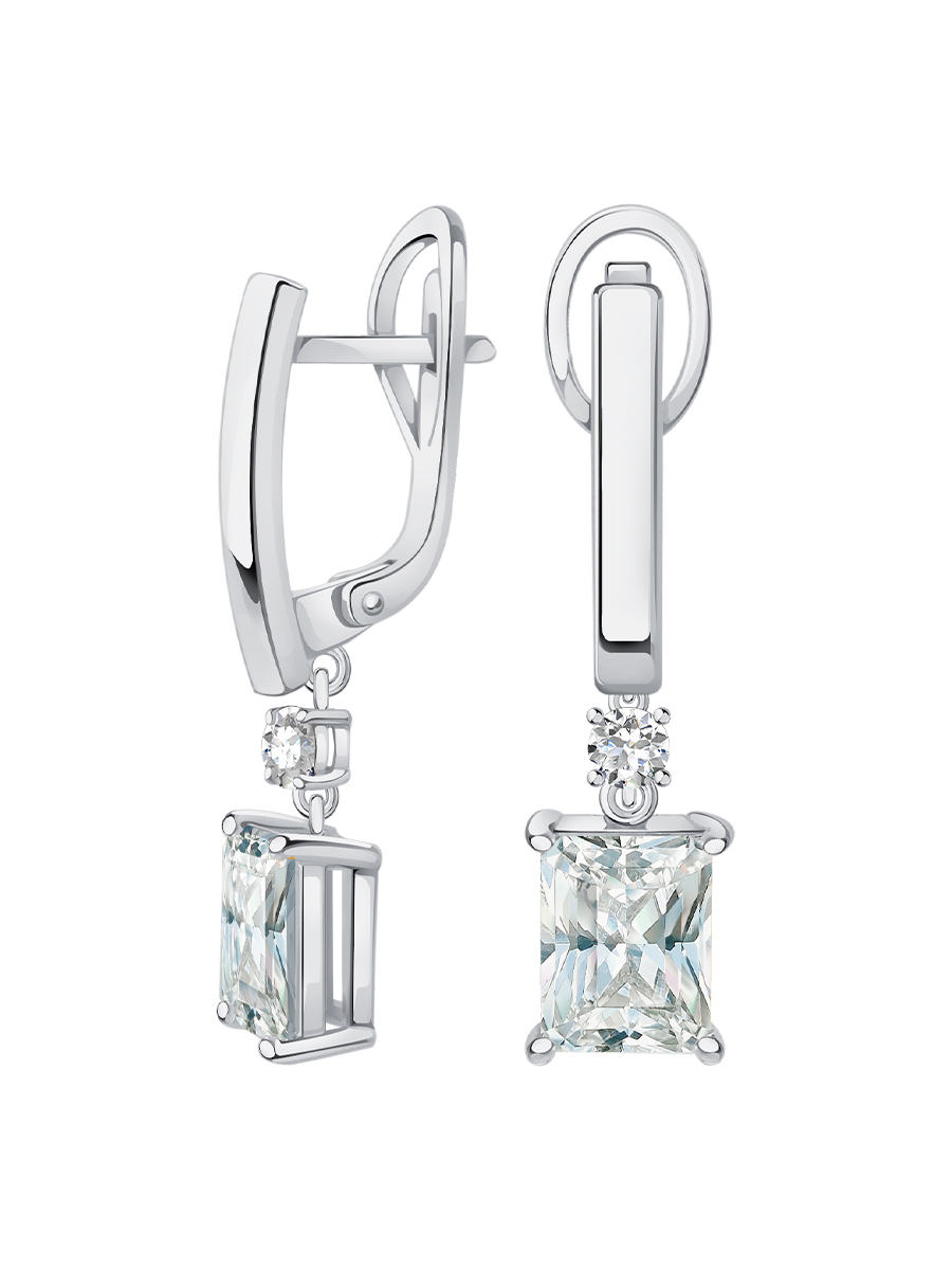 Серьги подвески из белого золота 585 с бриллиантами 6,1 карата | 0202342М06422