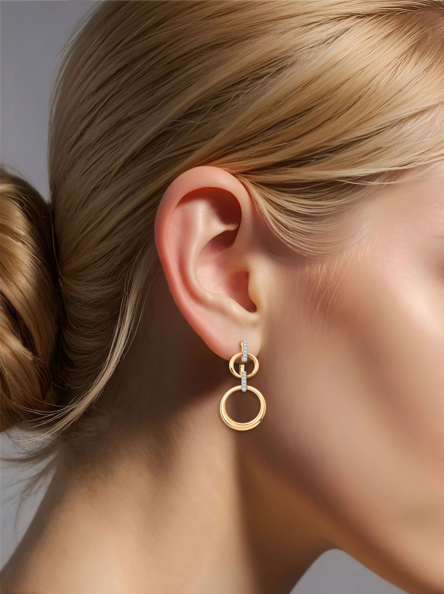 Серьги из золота 585 с фианитами | 0222002-00770