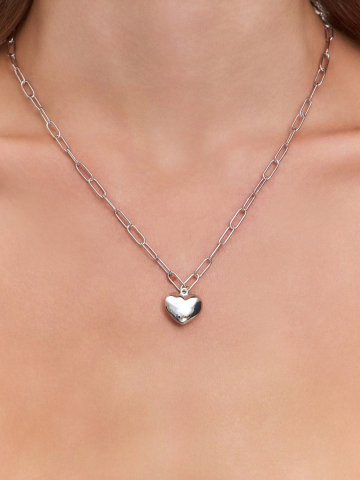 Колье сердце из серебра 925 без камней