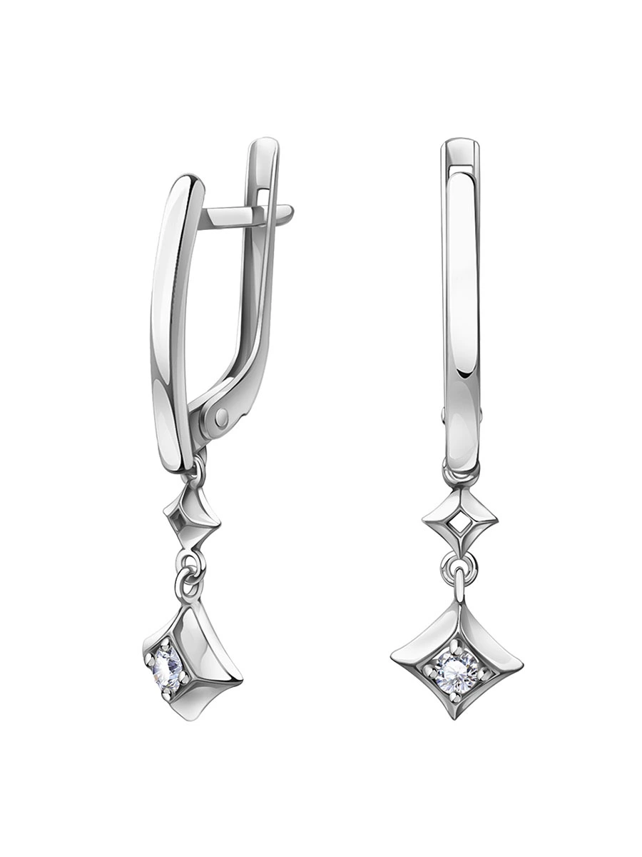 Серьги из белого золота 585 с бриллиантами | 0201935-00002