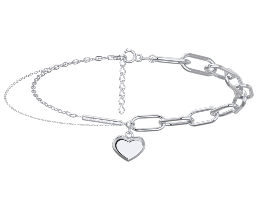Браслет серебряный 925 с подвеской сердце  | 0710763-00245