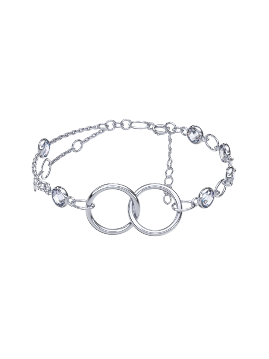 Браслет серебряный женский на руку 925 цепочка с камнями фианитами | 0710783-00775