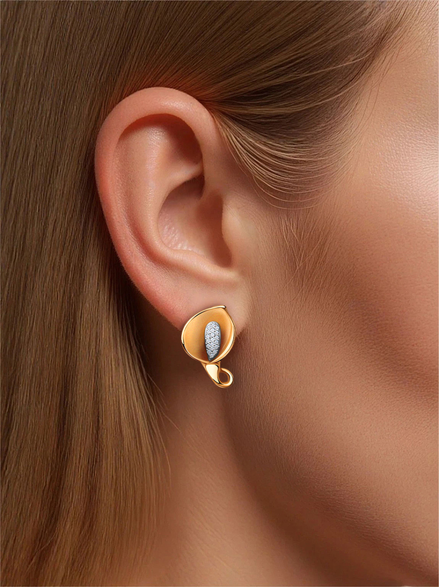 Серьги каллы золотые 585 с бриллиантами  | 2100307-00006