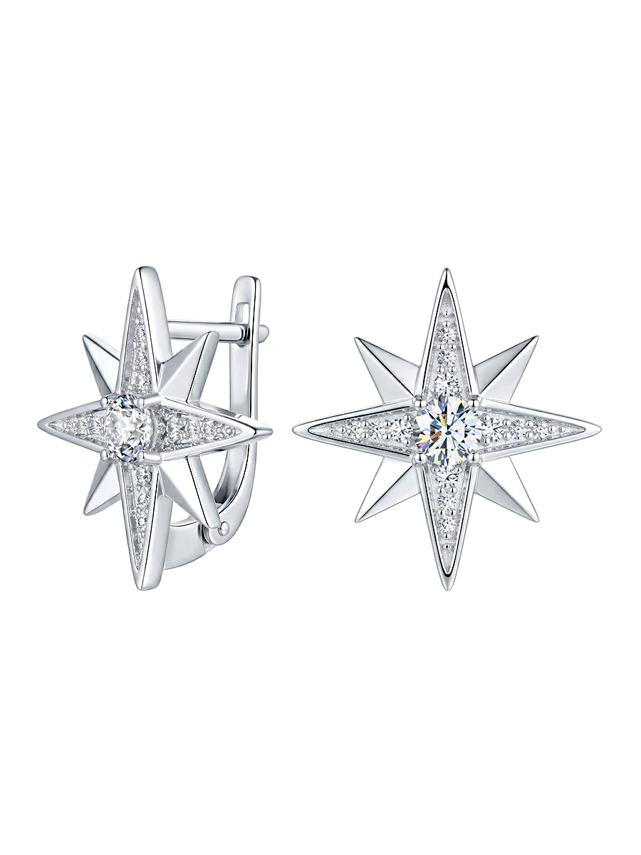 Серьги звезды серебряные 925 с фианитами | 2101329-00775