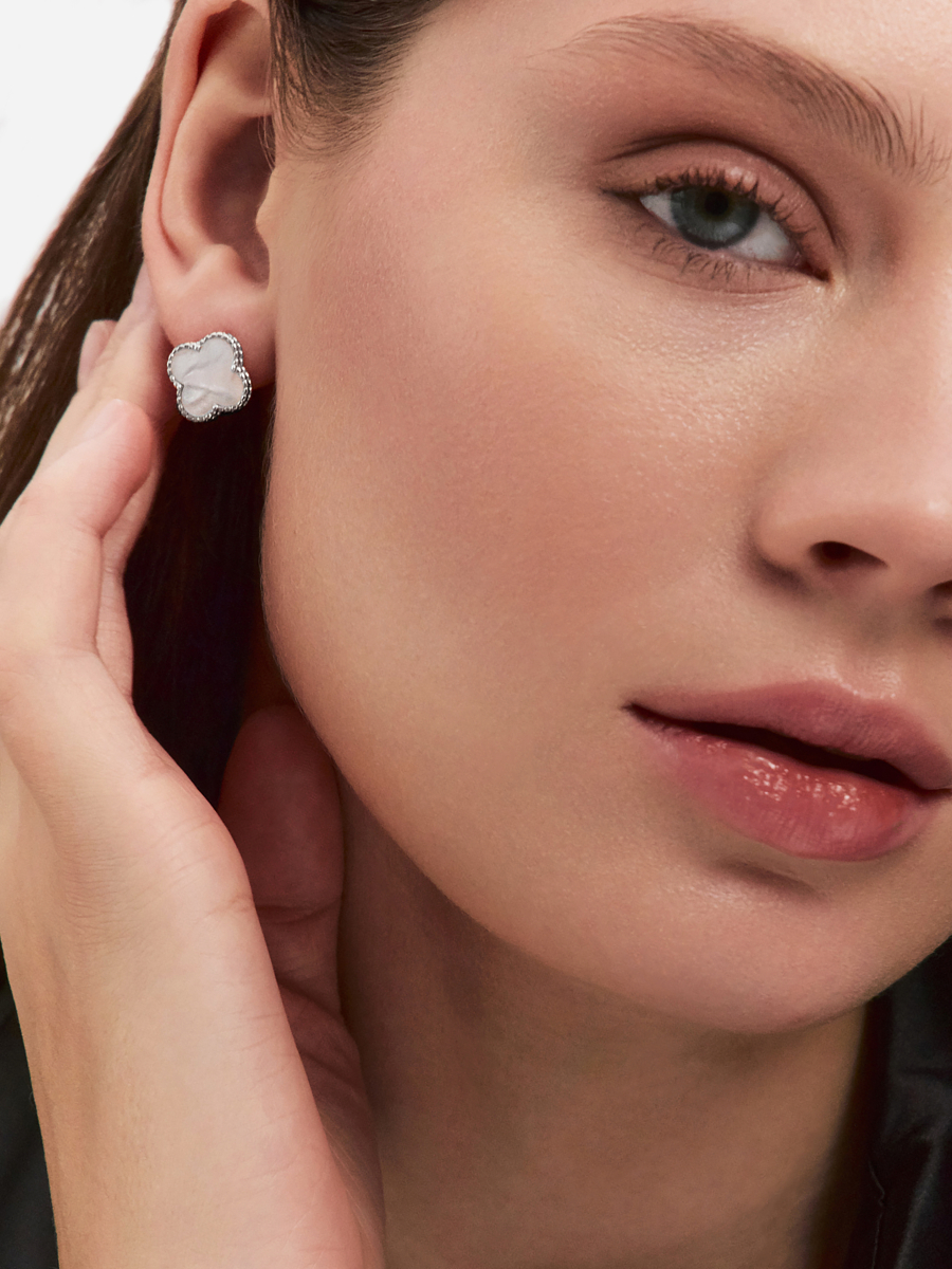 Серьги серебряные 925 клевер с перламутром | 0201785-00605