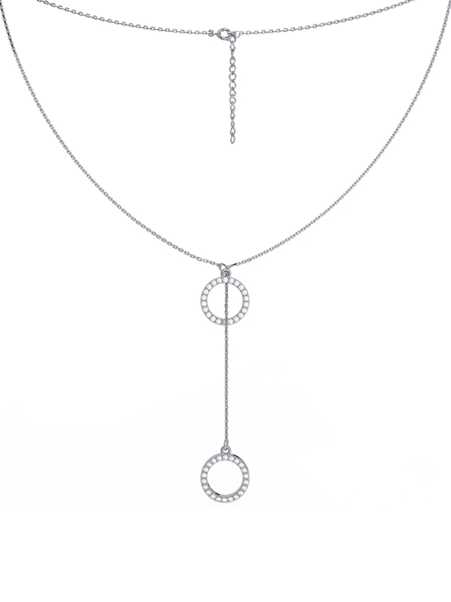 Колье галстук из серебра 925 с фианитами | 0320296-10775