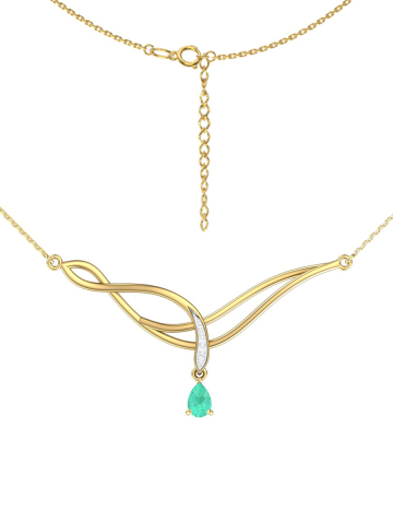 Колье золотое 585 с изумрудом и бриллиантами