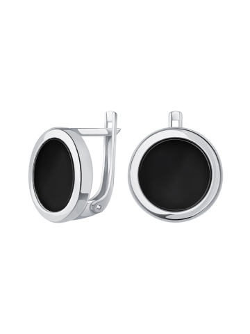 Серьги серебряные 925 с черными агатом 