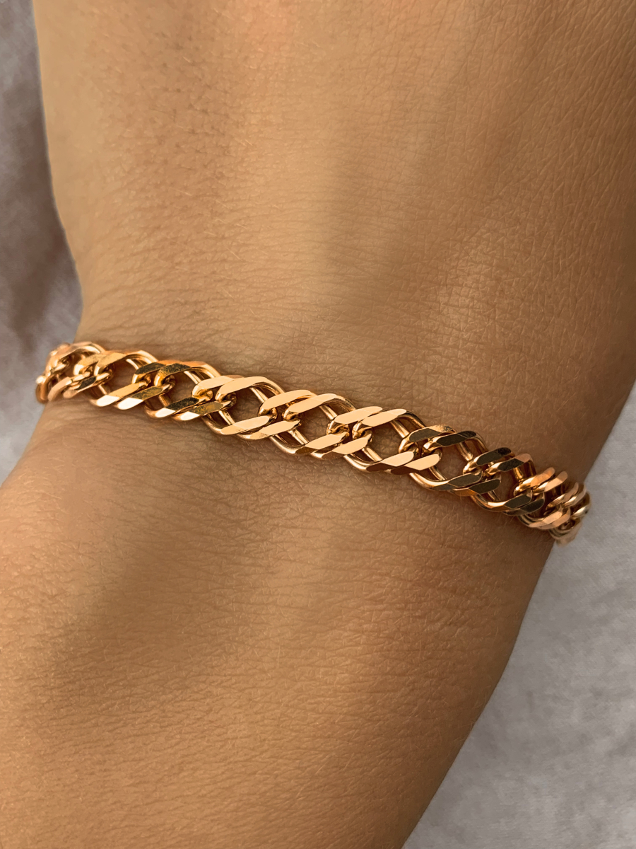 Браслет золотой 585 плетение Двойной ромб 6 мм | 11100051020