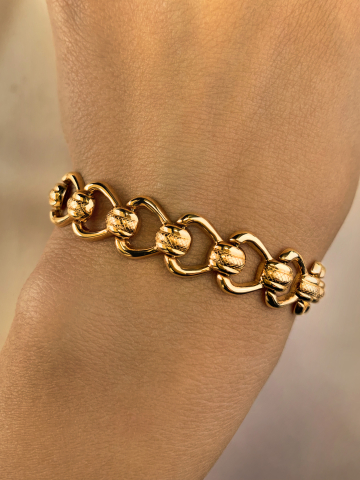 Браслет золотой 585 широкий 12 мм