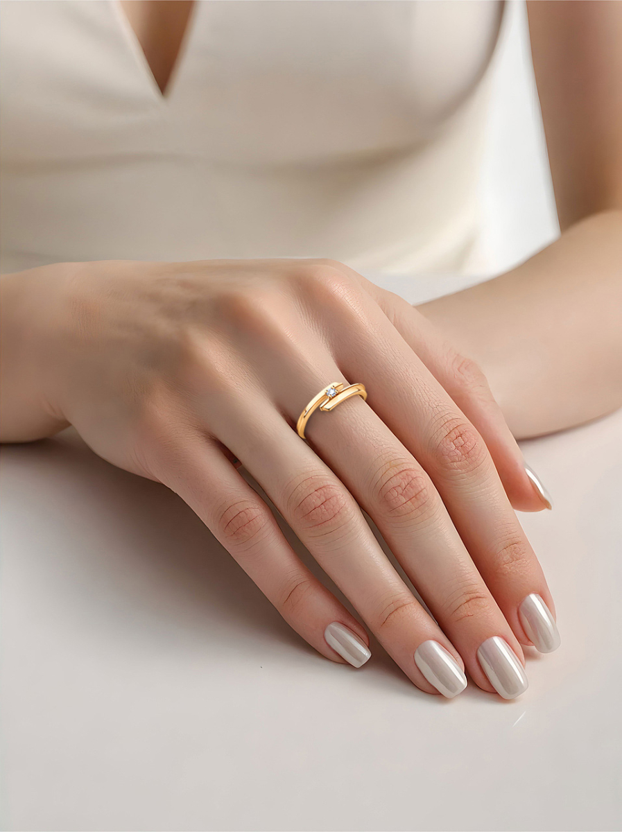 Кольцо золотое 585 с бриллиантом  | 1101740-00000