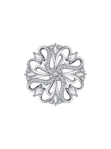 Брошь цветок из серебра 925 с фианитами