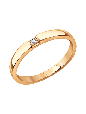 Кольцо обручальное золотое 585 с фианитом 2 мм 