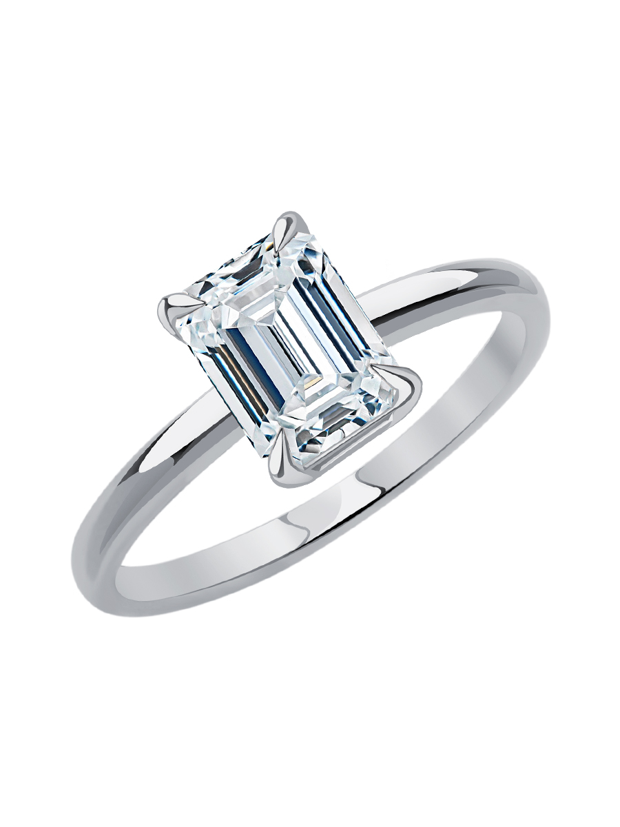 Кольцо из белого золота 585 с муассанитом 1.0 карата  | 1101812М05432