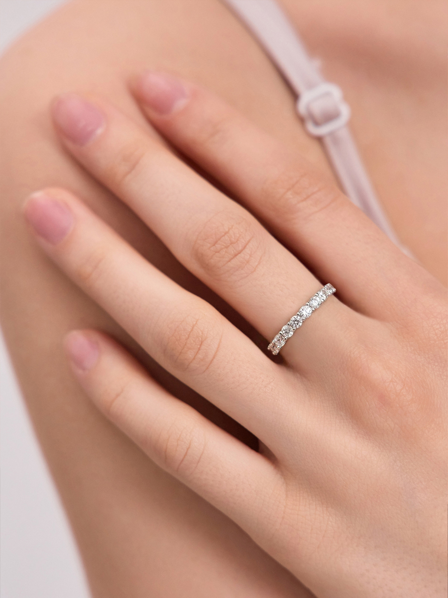 Кольцо дорожка из белого золота 585 с фианитами | 0101757-00772