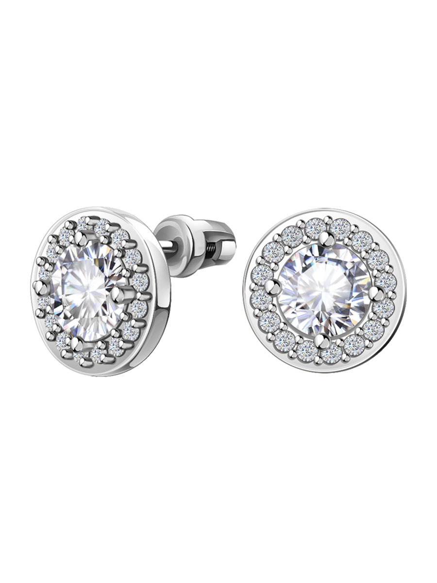Серьги гвоздики из серебра 925 с камнями фианитами | 6001843-00775