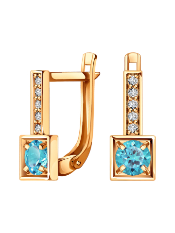 Серьги детские золотые 585 с камнями фианитами