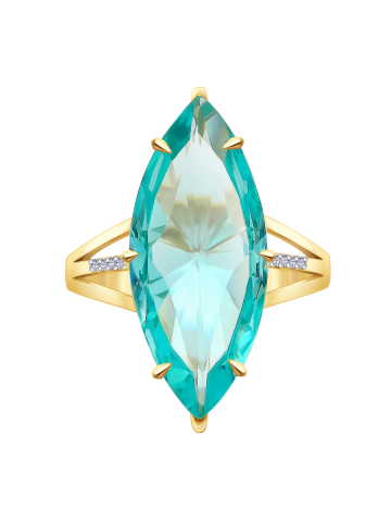 Кольцо золотое 585 с аквамарином и бриллиантами 