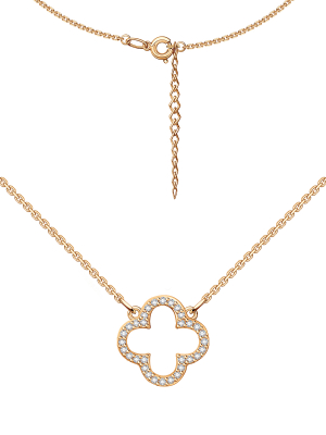 Колье золотое 585 клевер из бриллиантов 