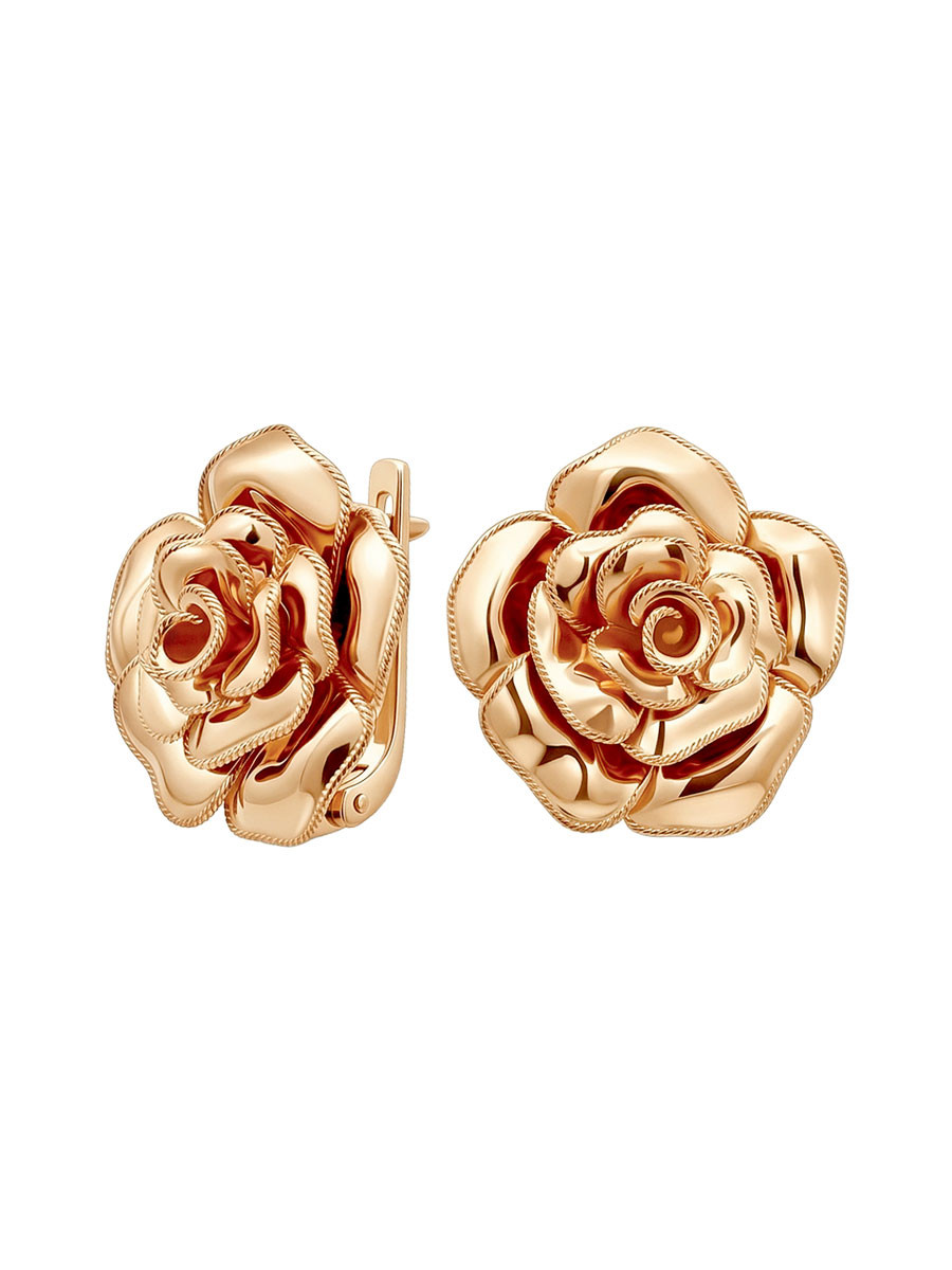 Серьги розы серебряные 925 золочение  | 9201520-00249