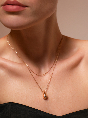 Колье золотое 585 подвеска капля с фианитами 