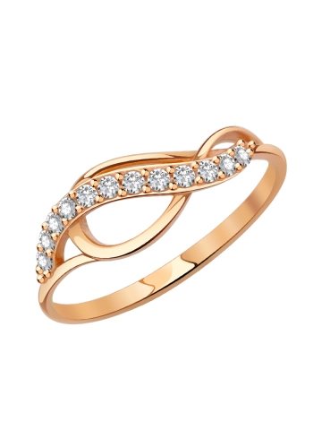 Кольцо бесконечность золотое 585 с фианитами