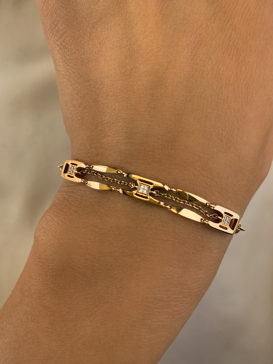 Браслет золотой 585 с фианитами  | 0720819-00770