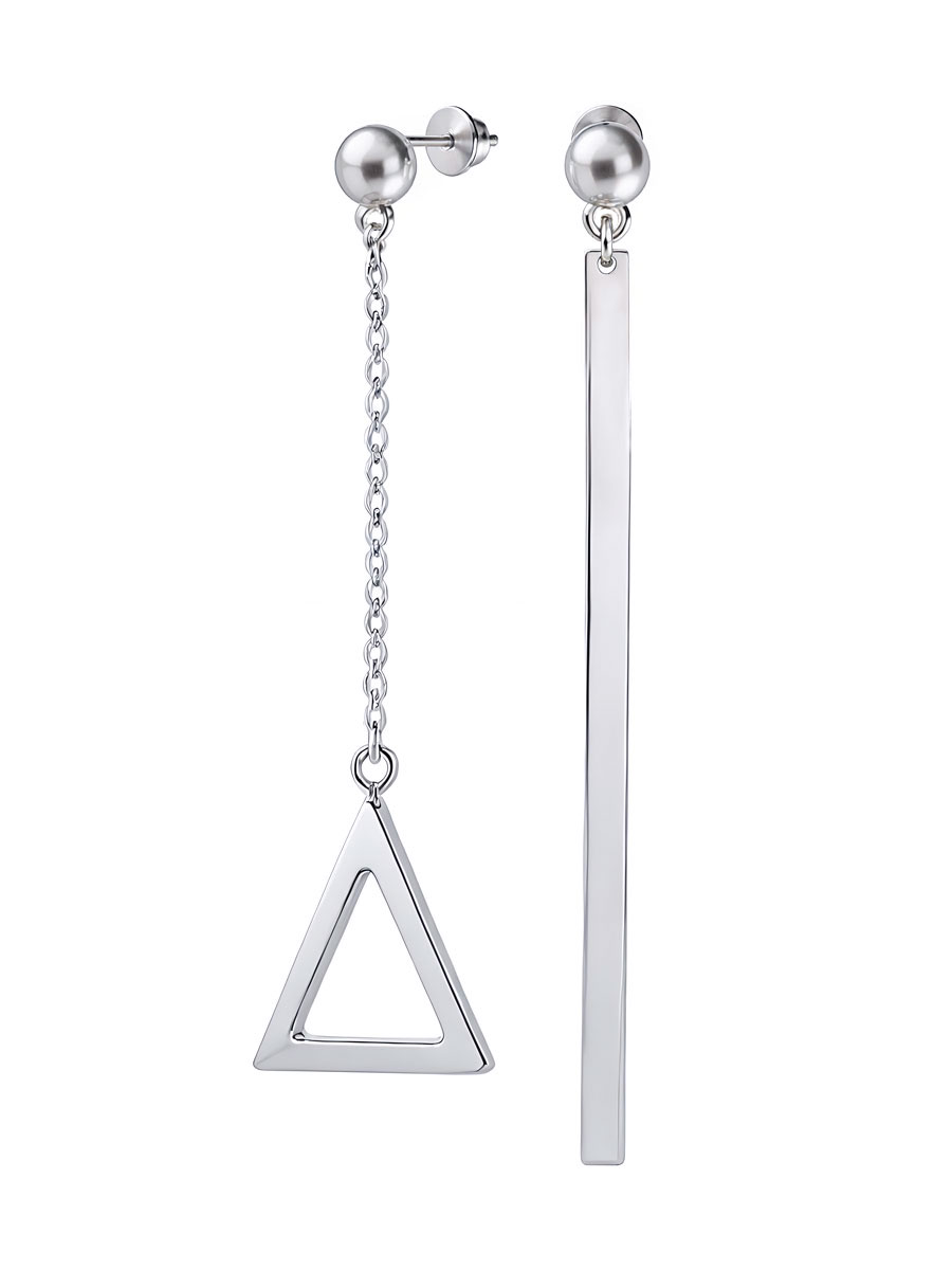 Серьги гвоздики асимметрия из серебра 925 | 6021492-00245