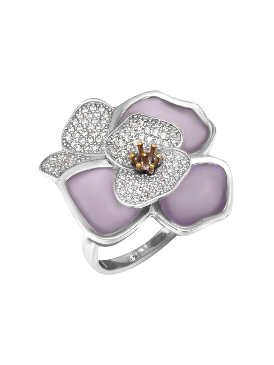 Кольцо эйфория золотое 585 с аметистами и бриллиантами | 0101147-20176