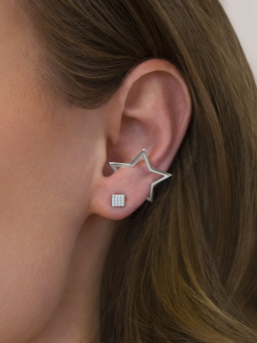 Серьги пусеты серебряные 925 с фианитами | 6001197-00775