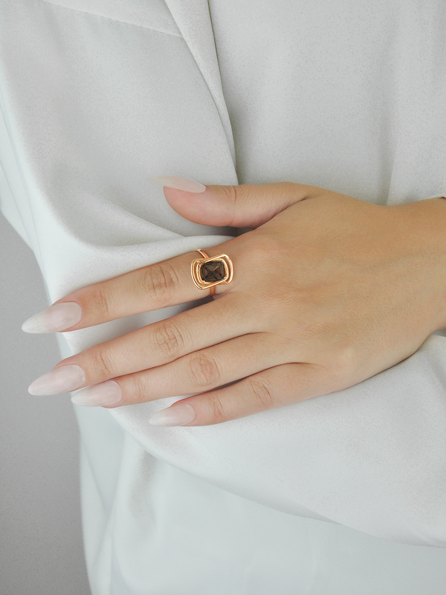 Кольцо золотое 585 с раухтопазом | 1101262-00620