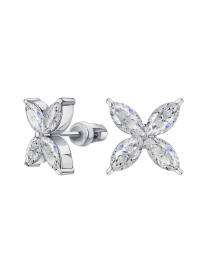 Серьги пусеты из белого золота 585 с муассанитами 