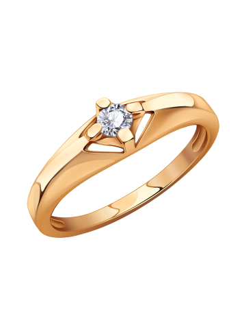 Кольцо золотое 585 с фианитом 