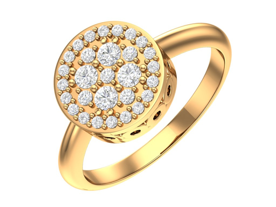 Золотое кольцо с бесцветными фианитами | 1101157-00770